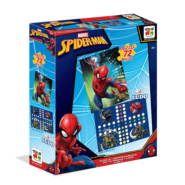 2 En 1 Puzzle 72 + Ludo - Spiderman