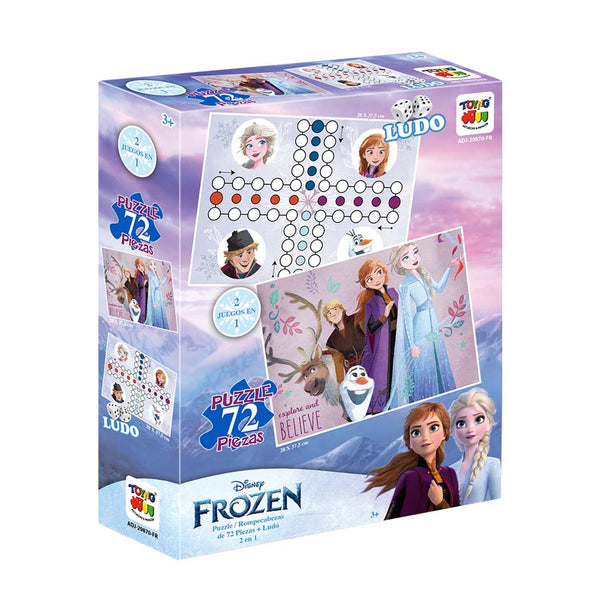2 En 1 Puzzle 72 + Ludo Frozen - Disney