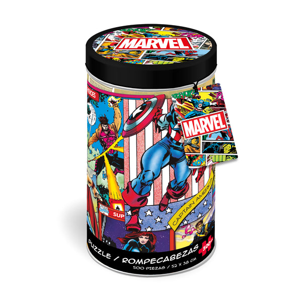 Puzzle 500 Piezas De Los Vengadores Tubo Metalico - Marvel
