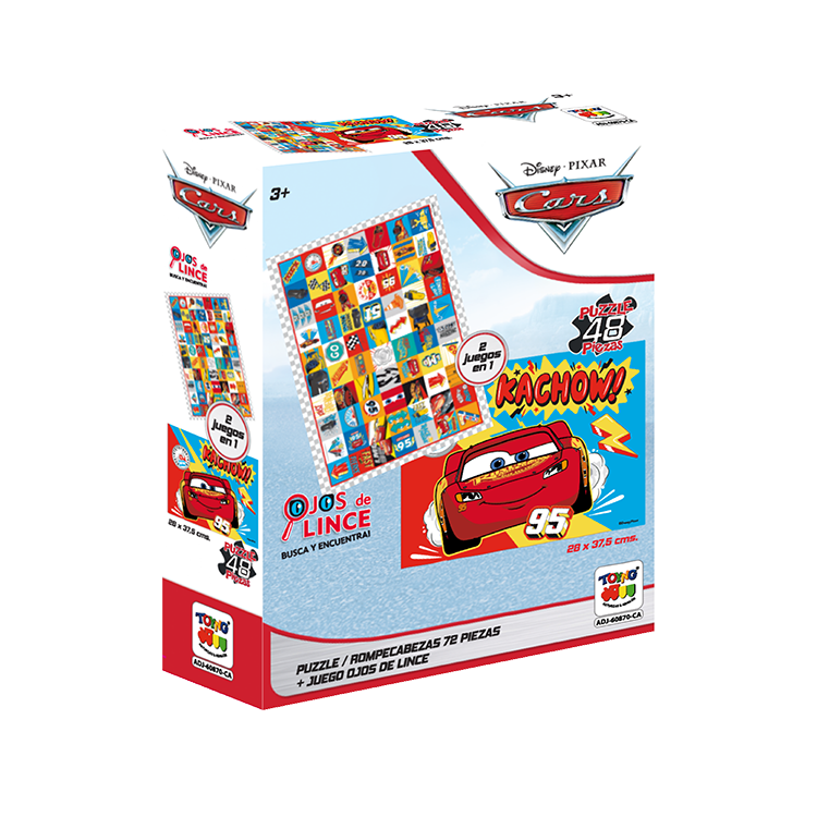 2 En 1 Puzzle 48 + Ojos De Lince 70 Piezas - Cars - Toyng Chile