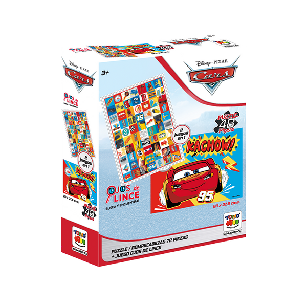 2 En 1 Puzzle 48 + Ojos De Lince 70 Piezas - Cars - Toyng Chile