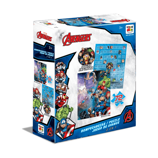 2 En 1 Puzzle 72 + Juego De Avance - Marvel - Toyng Chile