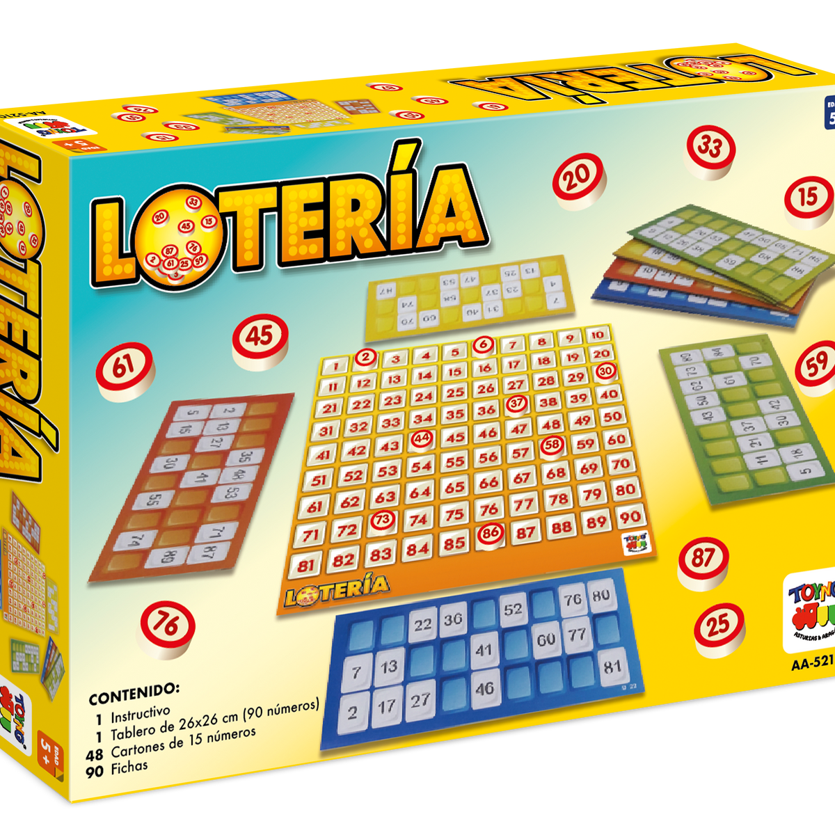 Juego De Mesa Lotería 48 Cartones Fichas De Madera - Toyng