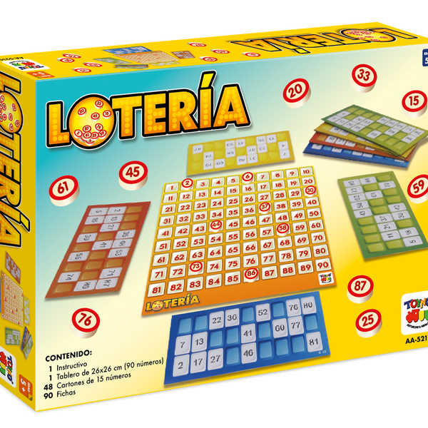 Juego De Mesa Lotería 48 Cartones Fichas De Madera - Toyng