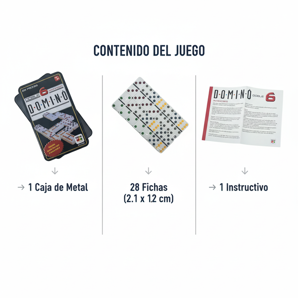 Dominó 6 Caja Metálica, 28 Piezas - Toyng