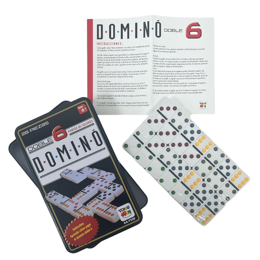 Dominó 6 Caja Metálica, 28 Piezas - Toyng