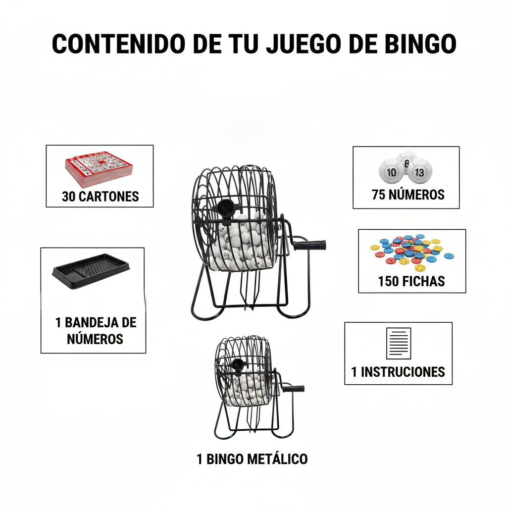 Bingo Metálico con 30 Cartones y 150 Fichas –  Toyng