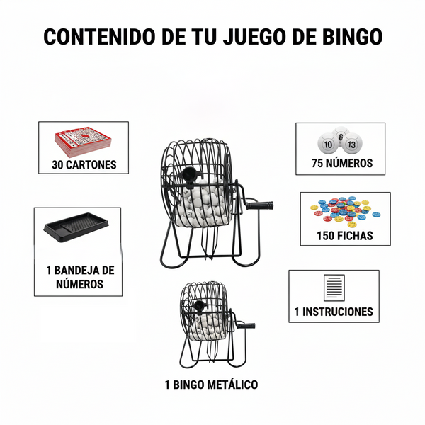Bingo Metálico con 30 Cartones y 150 Fichas –  Toyng