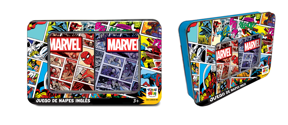 Juego Naipes Ingles Caja Metálica Marvel