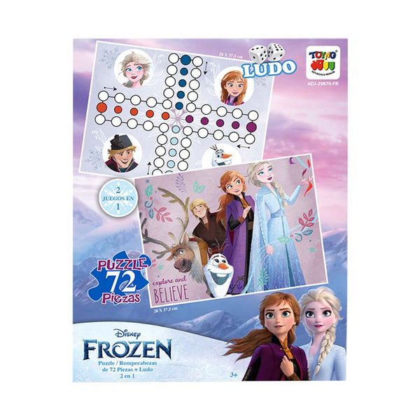 2 En 1 Puzzle 72 + Ludo Frozen