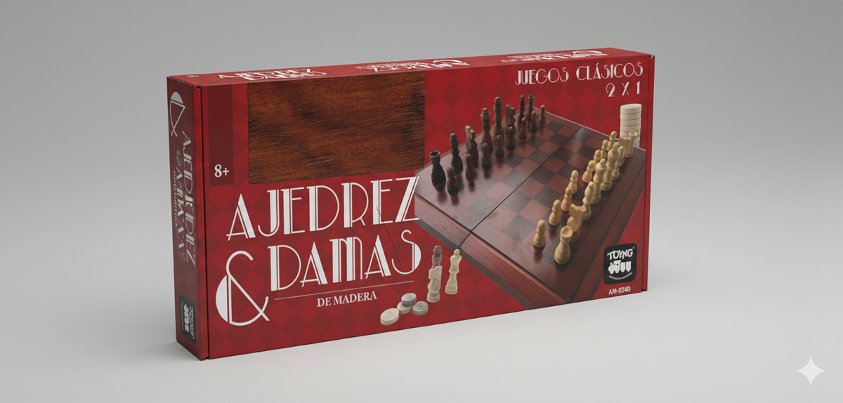 Ajedrez Damas Premium De Madera - Toyng