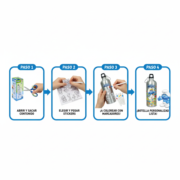 Botella Para Decorar - Los Pitufos