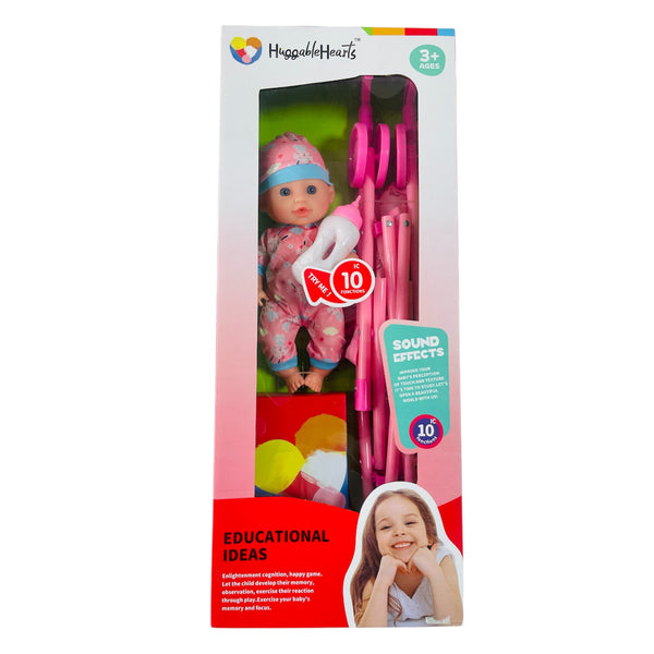 Muñeca Con Mamadera Y Coche