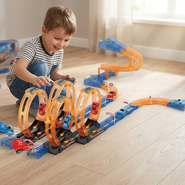 Juguete Pista 38 Piezas 2 Autos Pull Back - Toyng