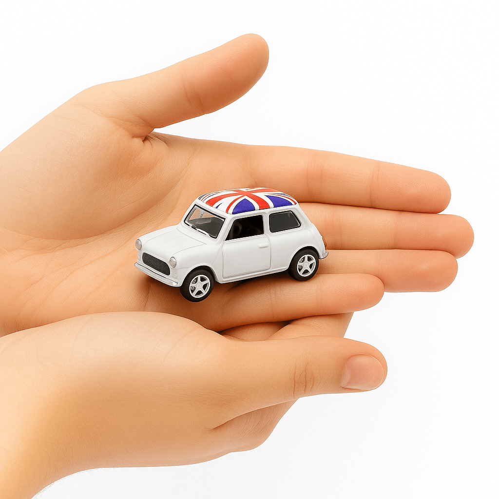 Auto Mini Cooper 1300 (UK Flag) Escala 1:60 - Welly - Toyng Chile