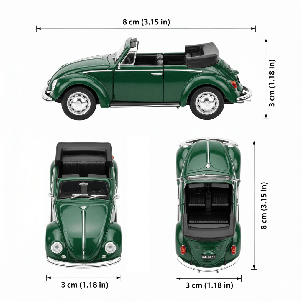 Auto Volkswagen Beetle (Convertible) Escala 1:60 - Welly - Toyng Chile