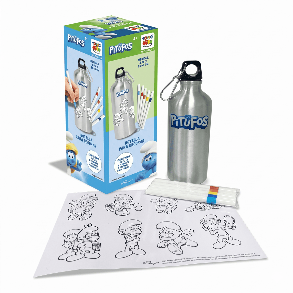 Botella Para Decorar - Pitufos