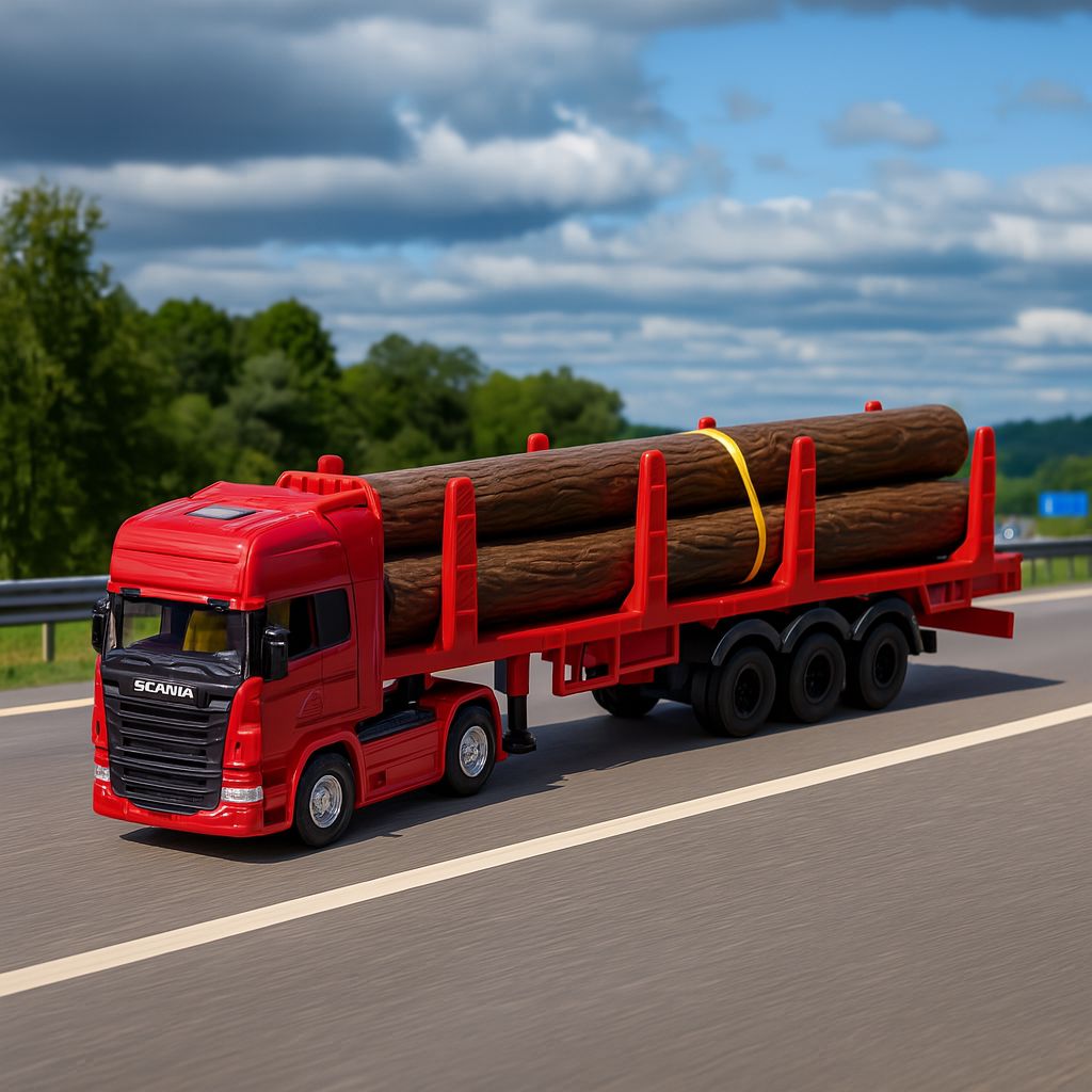 Camión Scania Logging Trailer Burdeo Escala 1:64 - Welly - Toyng Chile