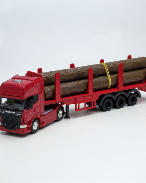 Camión Scania Logging Trailer Burdeo Escala 1:64 - Welly - Toyng Chile