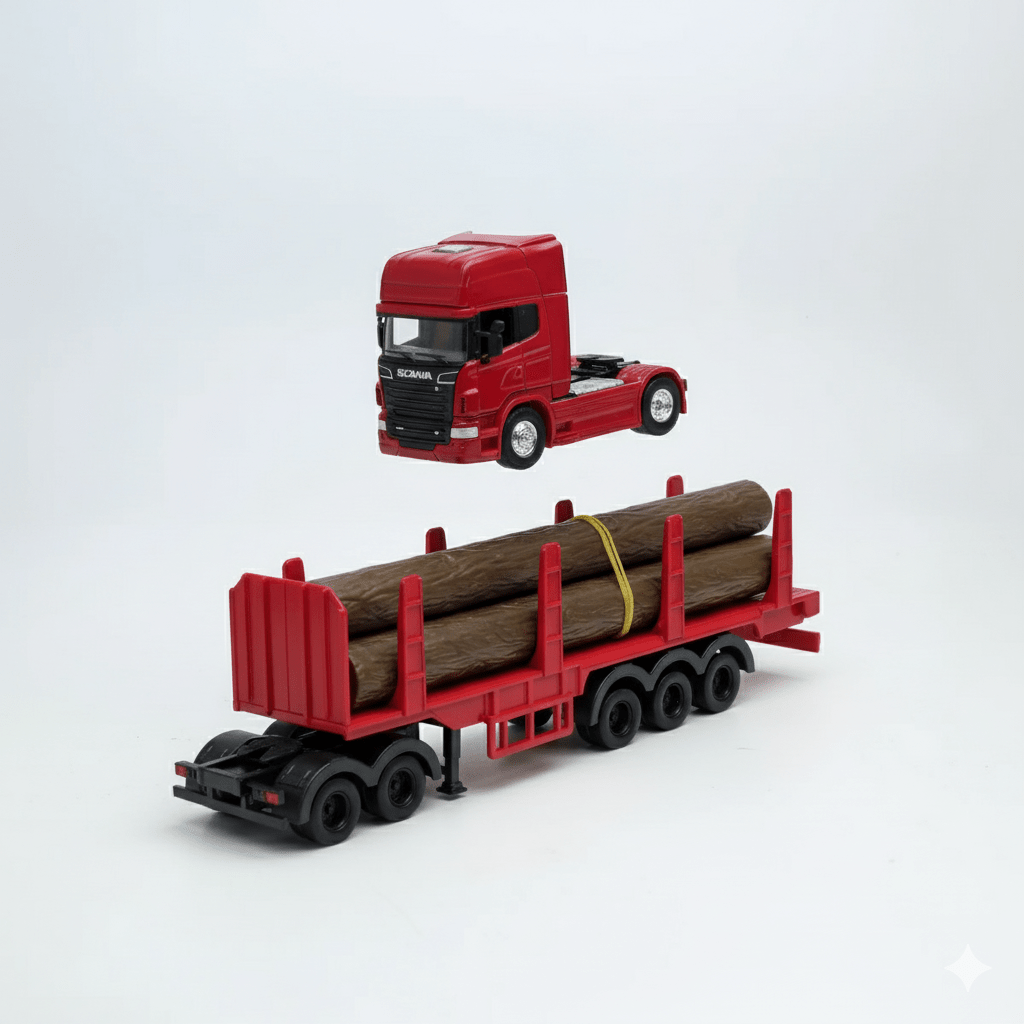 Camión Scania Logging Trailer Burdeo Escala 1:64 - Welly - Toyng Chile