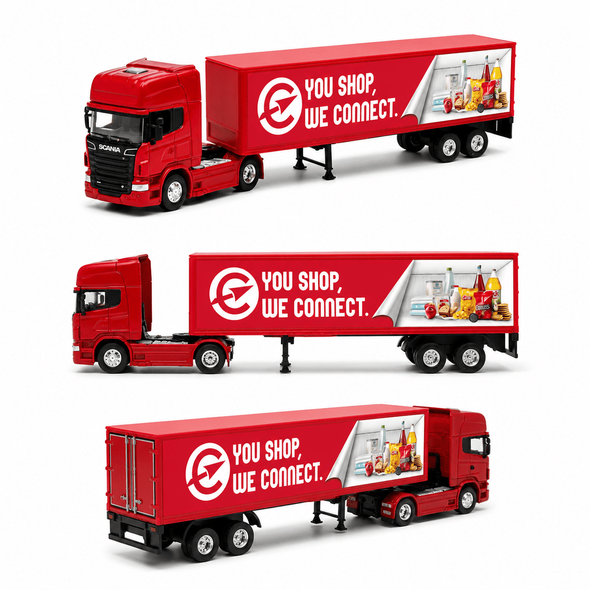 Camión Scania Logging Trailer Rojo Escala 1:64 - Welly - Toyng Chile