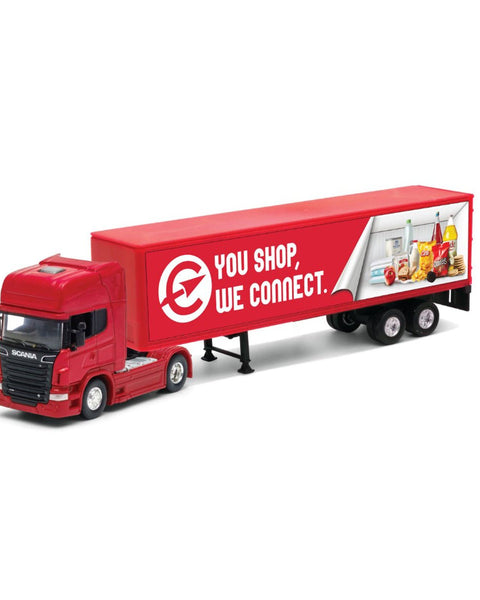 Camión Scania Logging Trailer Rojo Escala 1:64 - Welly - Toyng Chile