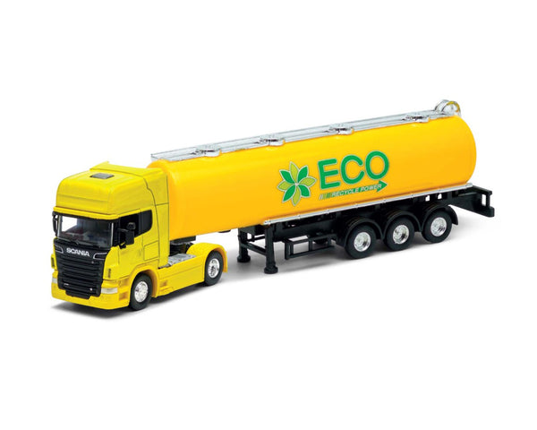 Camión Scania Logging Trailer Amarillo Escala 1:64 - Welly