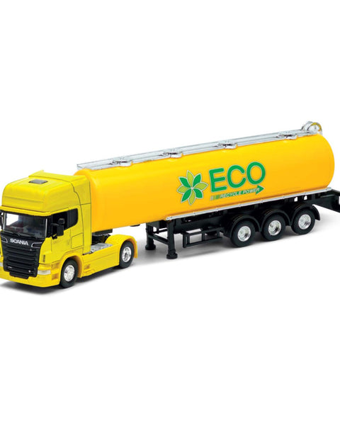 Camión Scania Logging Trailer Amarillo Escala 1:64 - Welly