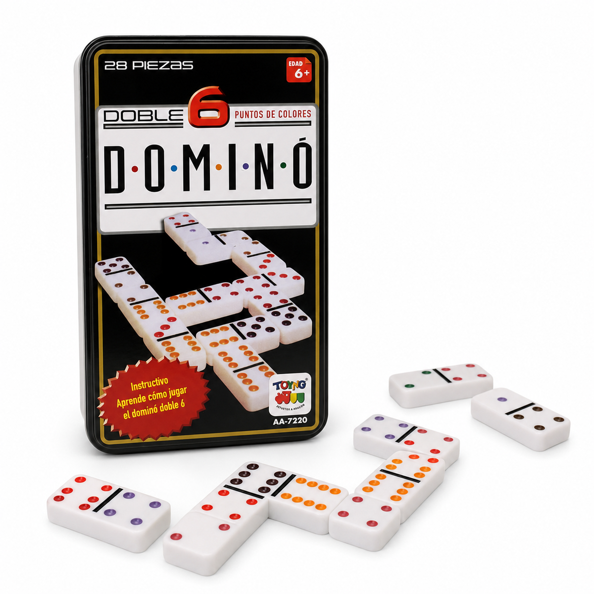 Juego de Mesa Dominó 6 Caja Metálica - Toyng