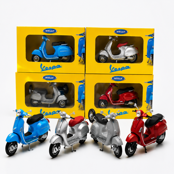 Pack x4 Motos Italianas Vespa Welly Escala 1:18