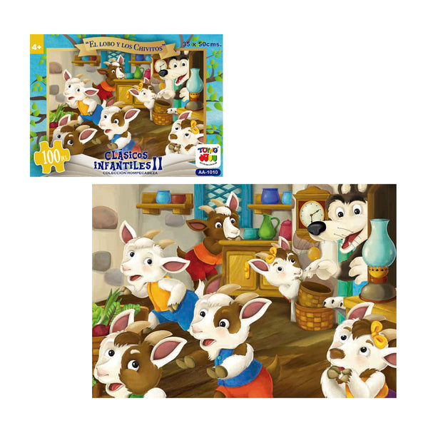 Puzzle 100 Pcs - El Lobo Y Los Chivitos