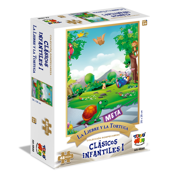 Puzzle 48 Pcs - La Liebre Y La Tortuga
