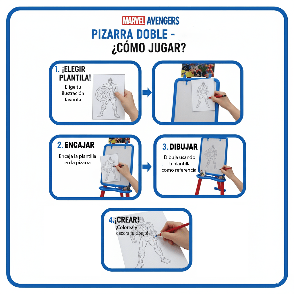 Juego Educativo Pizarra Doble Con Atril Avengers - Marvel - Toyng Chile