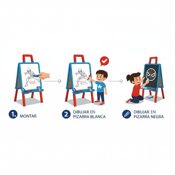 Juego Educativo Pizarra Doble Con Atril - Spiderman - Toyng Chile