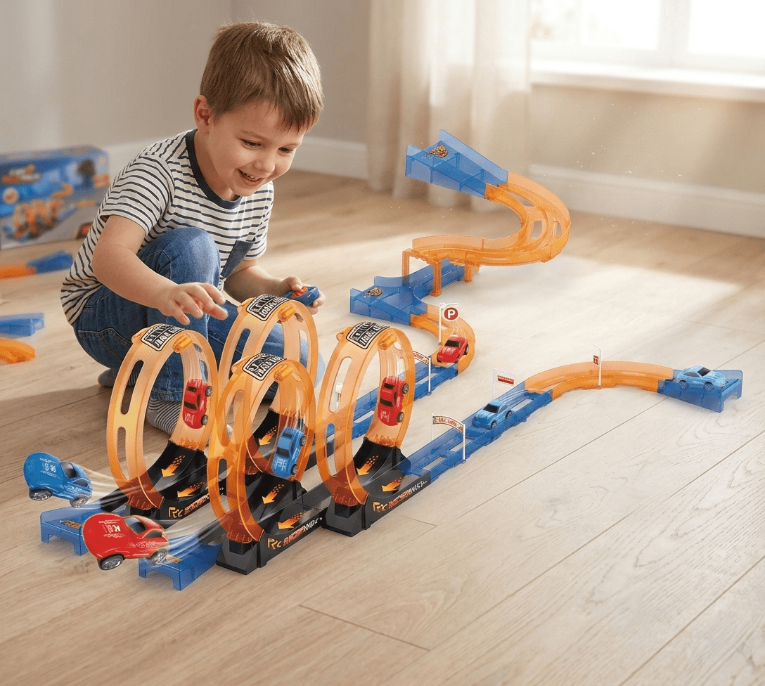Juguete Pista 38 Piezas 2 Autos Pull Back - Toyng - Toyng Chile