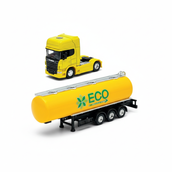 Camión Scania Logging Trailer Amarillo - Welly Escala 1:64