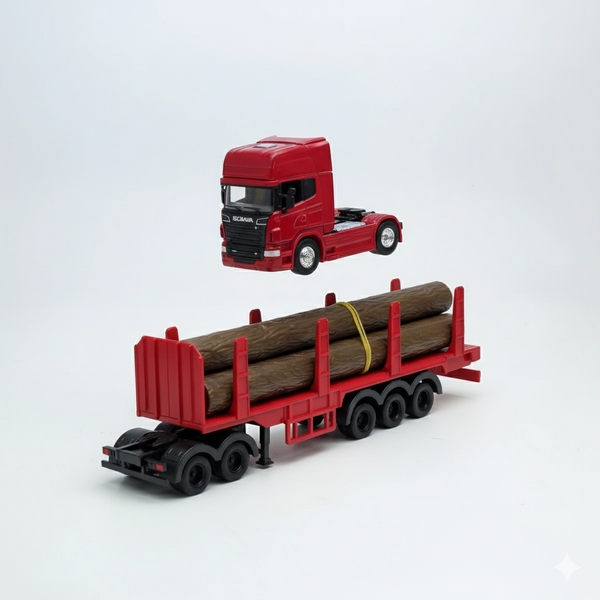 Camión Scania Logging Trailer Burdeo - Welly Escala 1:64