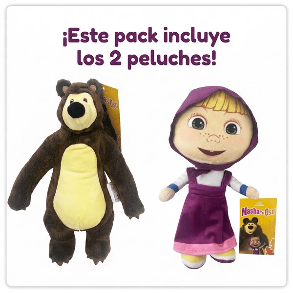 Pack x2 Peluches Masha y el Oso Colección Completa - Toyng Chile