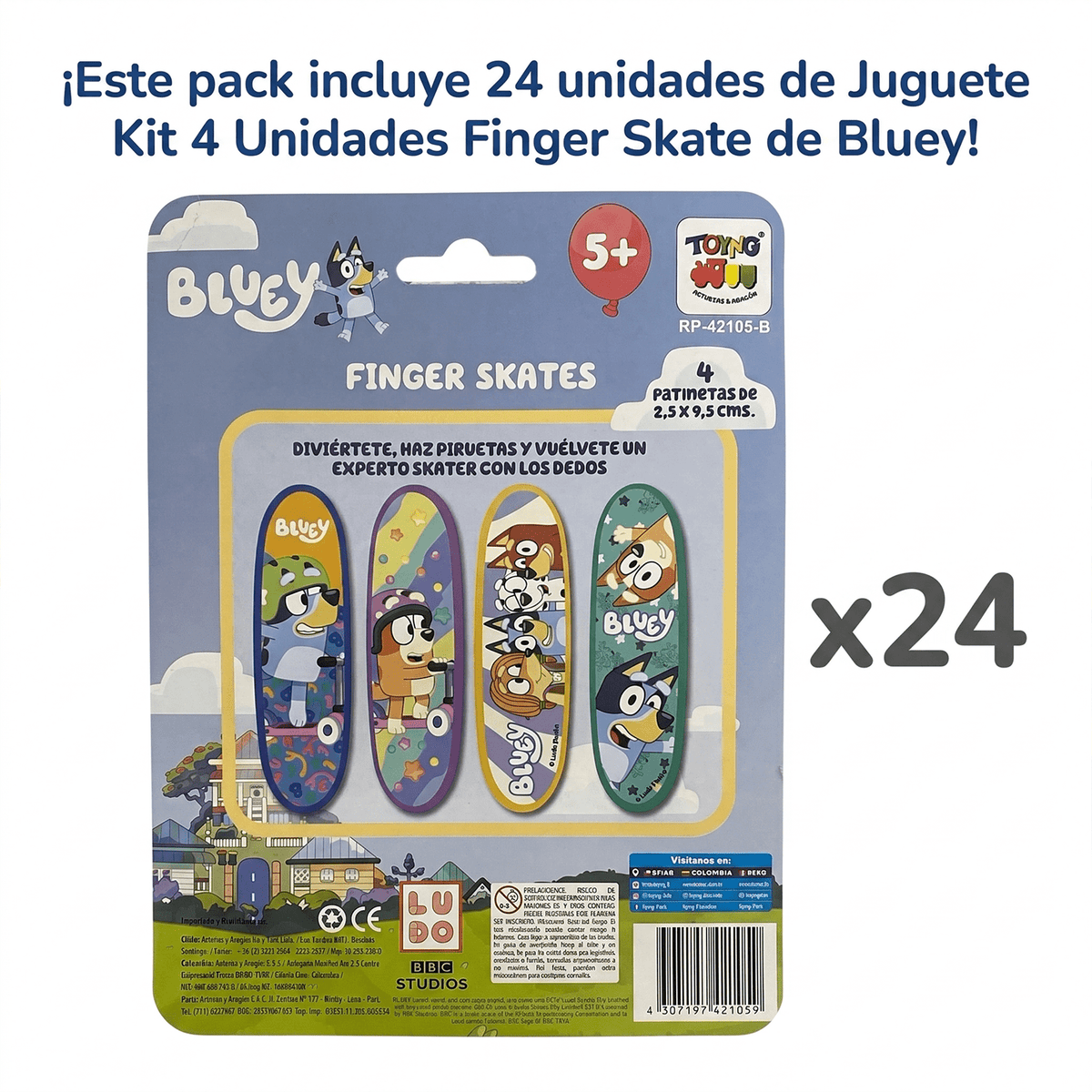 Pack x24 Blister Finger Skate Bluey Blister - Toyng Chile