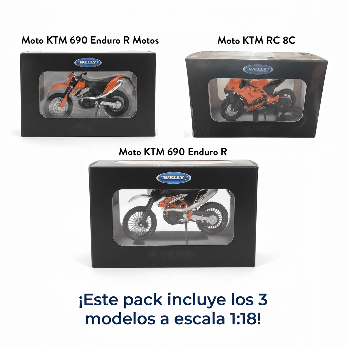 Pack x3 Motos KTM Welly Escala 1:18 - Toyng Chile