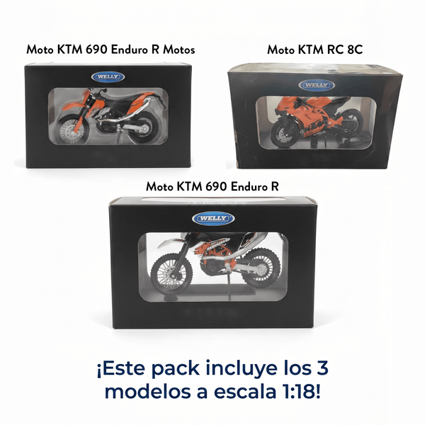 Pack x3 Motos KTM Welly Escala 1:18 - Toyng Chile