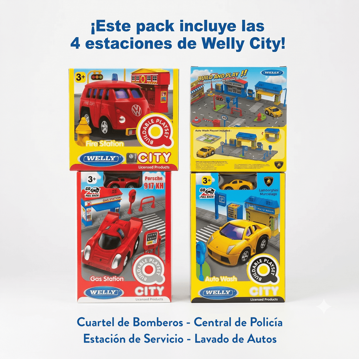 Pack x4 Estaciones Welly City Arma tu Ciudad - Toyng Chile
