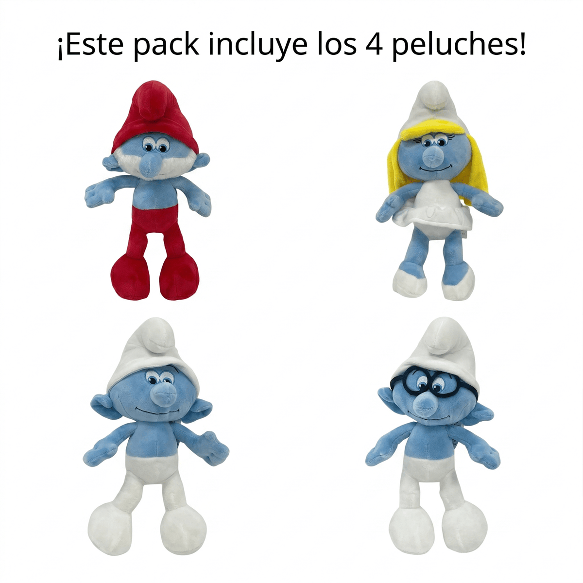 Pack x4 Peluches Pitufos Colección Completa - Toyng Chile