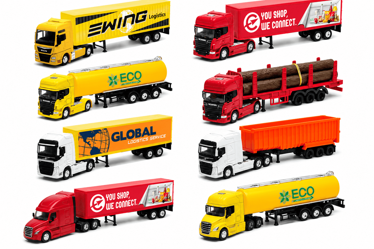 Pack x8 Camiones Welly Colección Completa Escala 1:64 - Toyng Chile