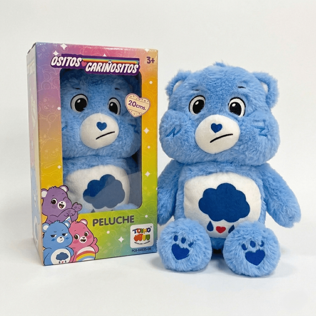 Peluche Gruñosito Azul 25 Cm en Caja - Ositos Cariñositos