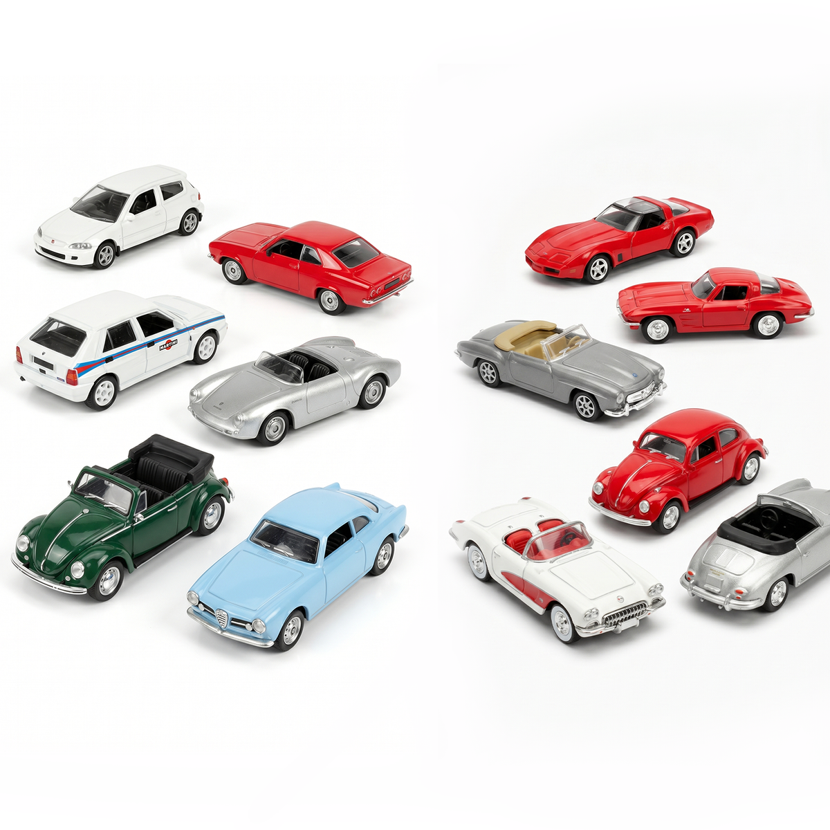 Pack x12 Autos Welly Clásicos Escala 1:60