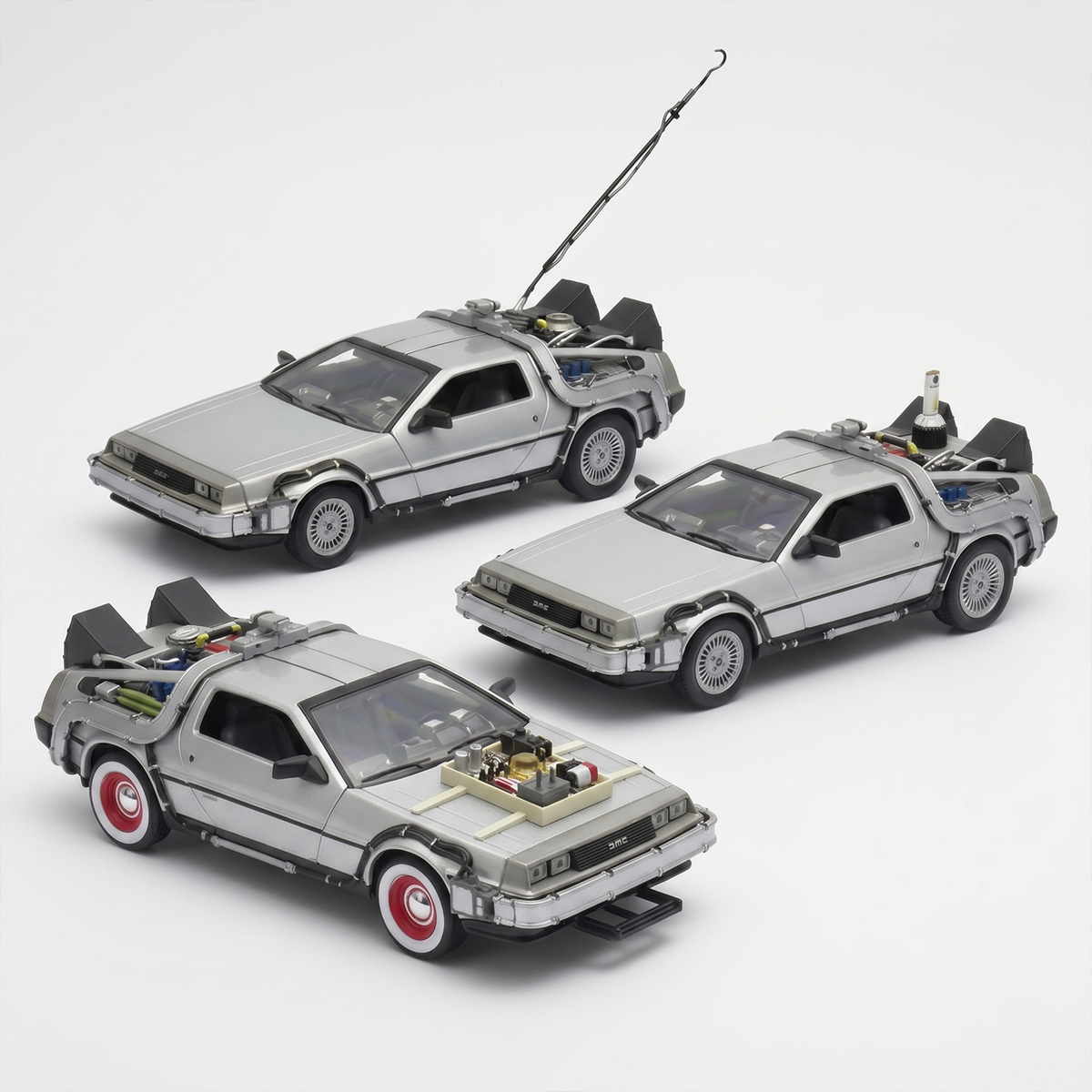 Pack x3 DeLorean Volver al Futuro Trilogía Welly 1:24