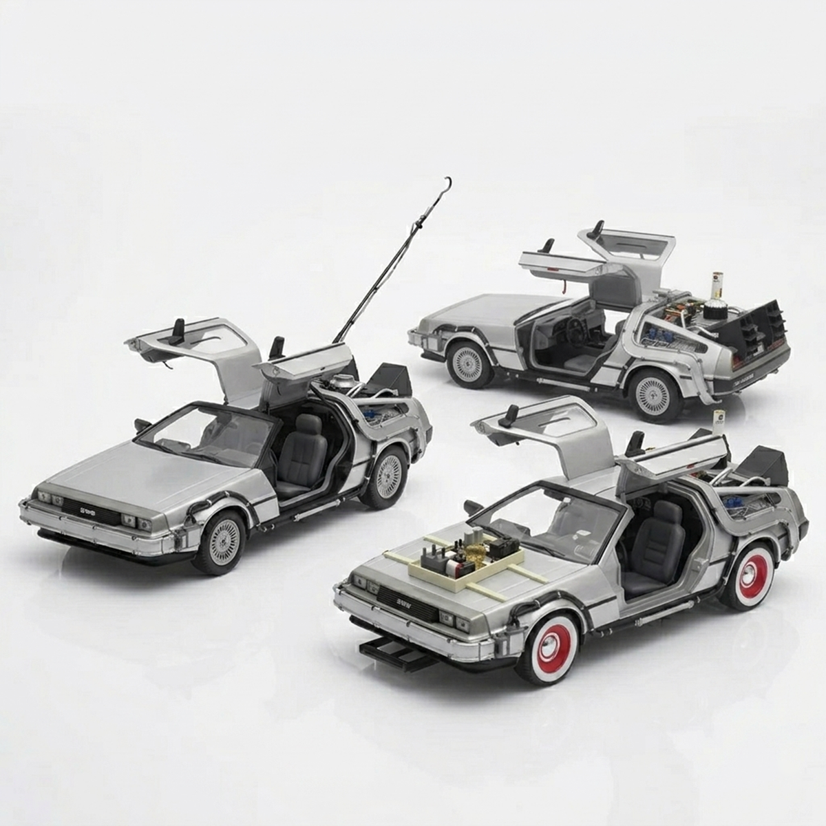 Pack x3 DeLorean Volver al Futuro Trilogía Welly 1:24