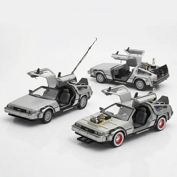 Pack x3 DeLorean Volver al Futuro Trilogía Welly 1:24