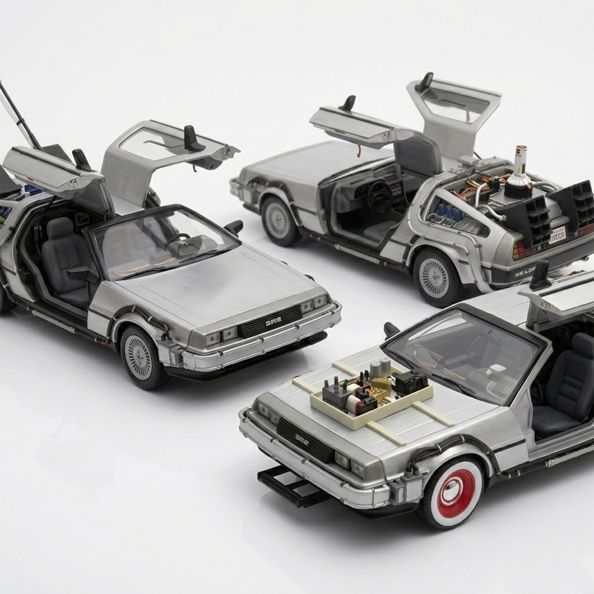 Pack x3 DeLorean Volver al Futuro Trilogía Welly 1:24